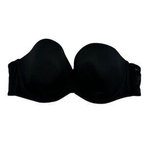 Torrid 42C Strapless Bra Black Underwire Classic Mesh Sides Smoothing Plus Size